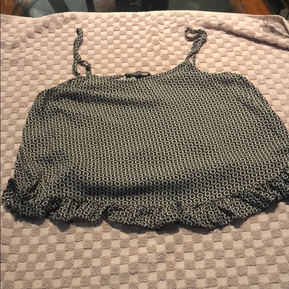 Black and white flowered spaghetti strapped